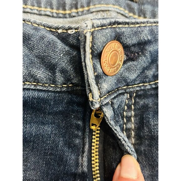 Silver Jeans Boyfriend Jeans Dark Wash Women’s W34 L29 (US 14/16) Light Fading - Picture 5 of 16